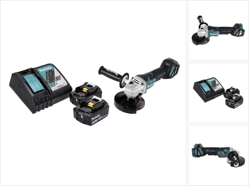 DGA 517 RF accu haakse slijper 18 V 125 mm borstelloos + 2x accu 3.0 Ah + lader von Makita – Produktbild