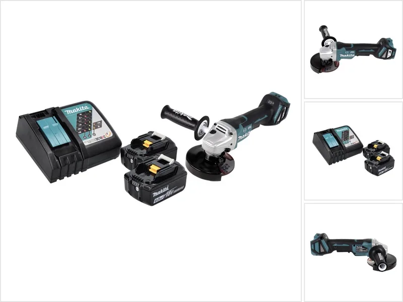 DGA 517 RG accu haakse slijper 18 V 125 mm borstelloos + 2x accu 6.0 Ah + lader by Makita – product image