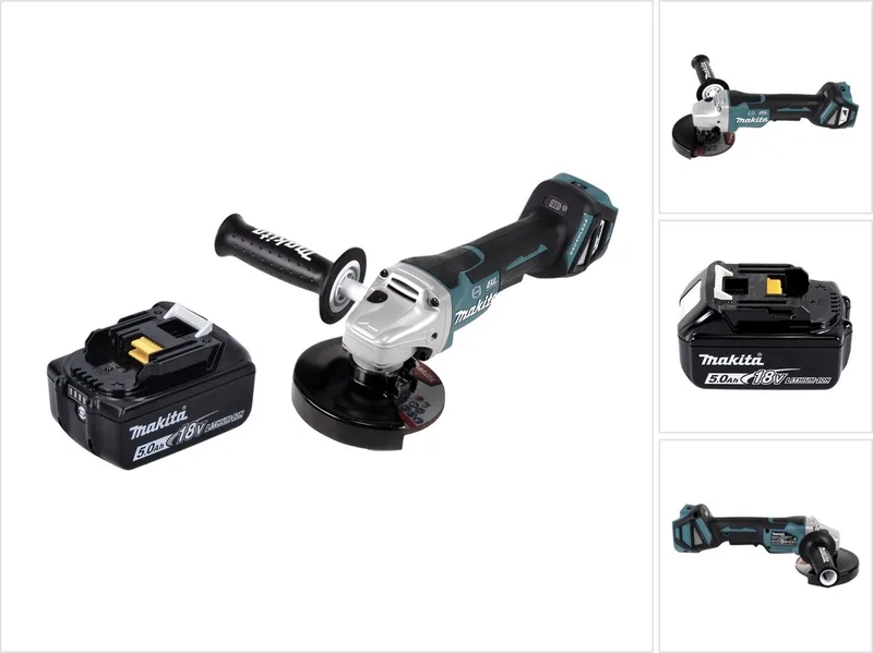 DGA 517 T1 accu haakse slijper 18 V 125 mm borstelloos + 1x oplaadbare accu 5.0 Ah - zonder lader von Makita – Produktbild