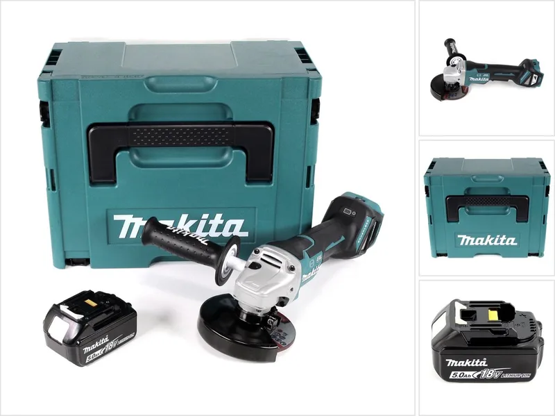 DGA 517 T1J Snoerloze haakse slijper 18 V 125 mm borstelloos + 1x oplaadbare accu 5.0 Ah + Makpac - zonder lader de Makita – image du produit