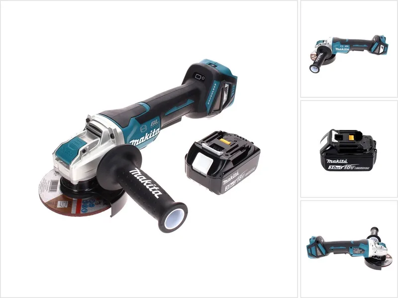 DGA 519 F1 accu-haakse slijper 18 V 125 mm borstelloos X-Lock + 1x accu 3,0 Ah - zonder oplader von Makita – Produktbild