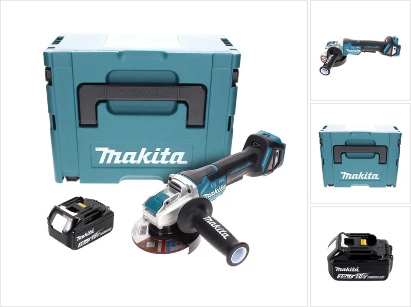 DGA 519 F1J accu-haakse slijper 18 V 125 mm borstelloos X-Lock + 1x accu 3,0 Ah + Makpac - zonder oplader de Makita – image du produit