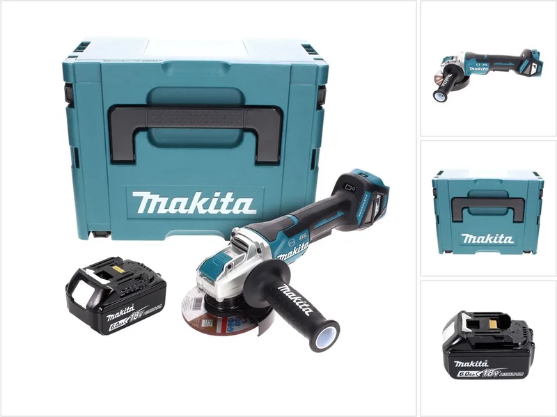 DGA 519 G1J accu-haakse slijper 18 V 125 mm borstelloos X-Lock + 1x accu 6,0 Ah + Makpac - zonder oplader von Makita – Produktbild