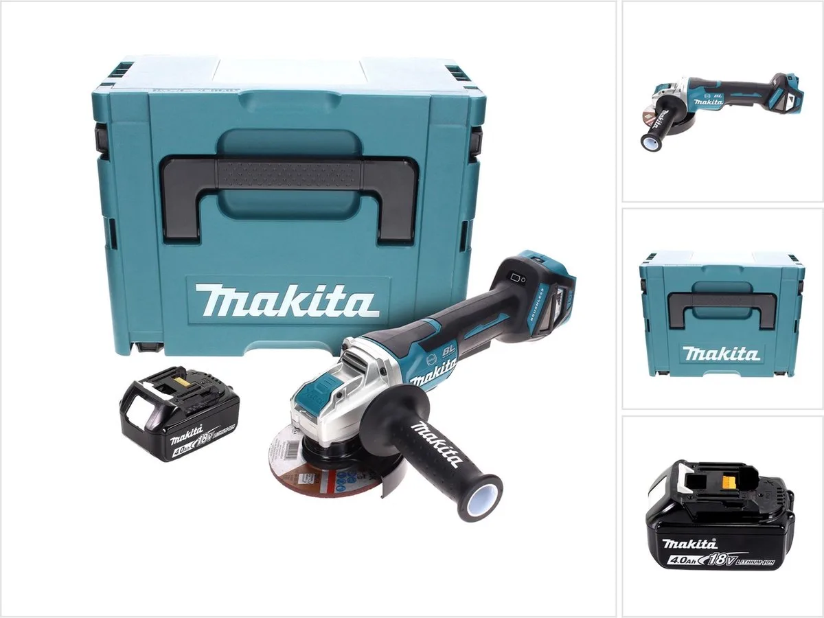 DGA 519 M1J accu-haakse slijper 18 V 125 mm borstelloos X-Lock + 1x accu 4,0 Ah + Makpac - zonder oplader von Makita – Produktbild