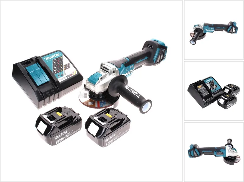 DGA 519 RF accu-haakse slijper 18 V 125 mm borstelloos X-Lock + 2x accu 3,0 Ah + oplader de Makita – image du produit