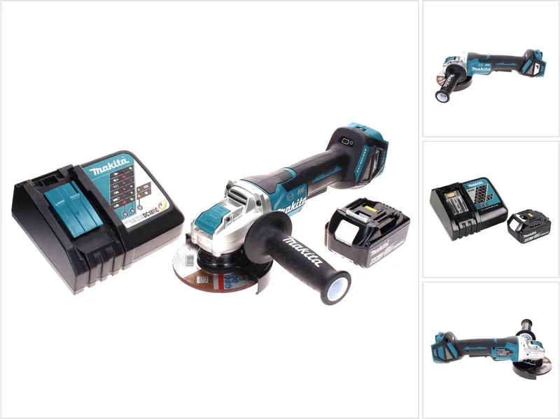 DGA 519 RG1 accu-haakse slijper 18 V 125 mm borstelloos X-Lock + 1x accu 6,0 Ah + oplader de Makita – image du produit
