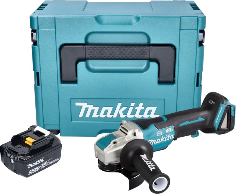 DGA 520 F1JX1 accu haakse slijper 18 V 125 mm X-LOCK Brushless + 1x oplaadbare accu 3.0 Ah + Makpac - zonder lader von Makita – Produktbild