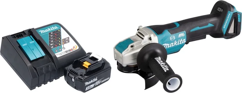 DGA 520 RF1X1 accu haakse slijper 18 V 125 mm X-LOCK Brushless + 1x oplaadbare accu 3.0 Ah + lader de Makita – image du produit