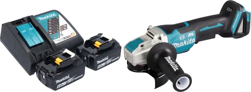 DGA 520 RGX1 accu haakse slijper 18 V 125 mm X-LOCK Brushless + 2x accu 6.0 Ah + lader by Makita – product image