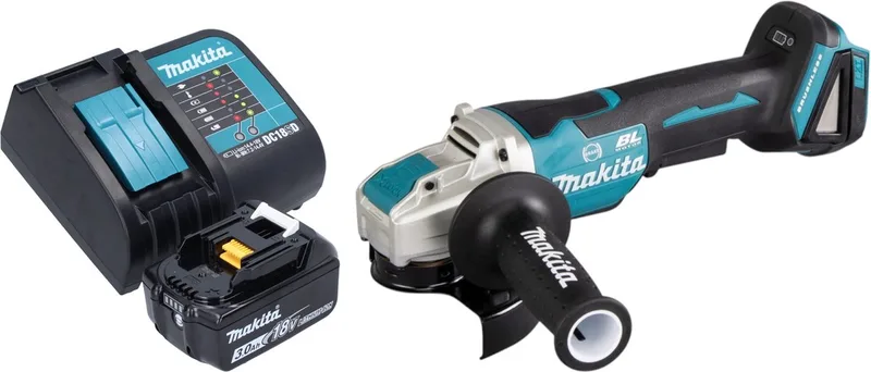 DGA 520 SF1X1 accu haakse slijper 18 V 125 mm X-LOCK Brushless + 1x oplaadbare accu 3.0 Ah + lader von Makita – Produktbild