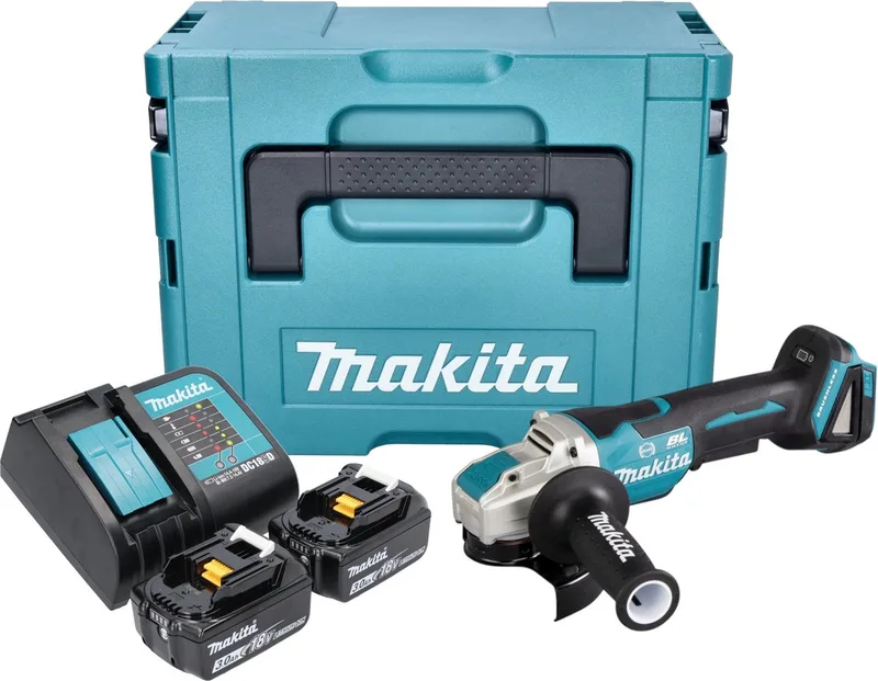 DGA 520 SFJX1 accu haakse slijper 18 V 125 mm X-LOCK Brushless + 2x accu 3.0 Ah + lader + Makpac von Makita – Produktbild