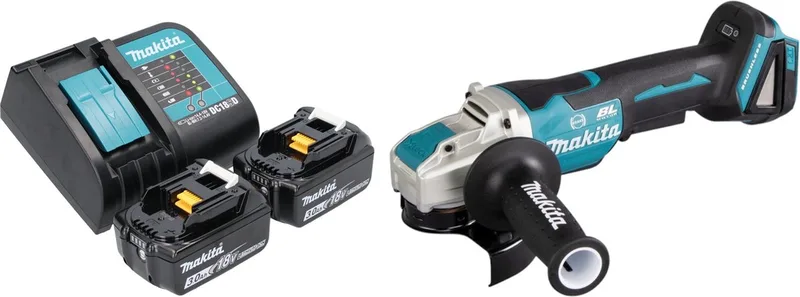 DGA 520 SFX1 accu haakse slijper 18 V 125 mm X-LOCK Brushless + 2x accu 3.0 Ah + lader de Makita – image du produit