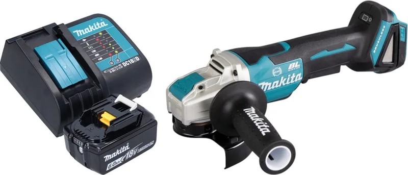 DGA 520 SG1X1 accu haakse slijper 18 V 125 mm X-LOCK Brushless + 1x accu 6.0 Ah + lader de Makita – image du produit
