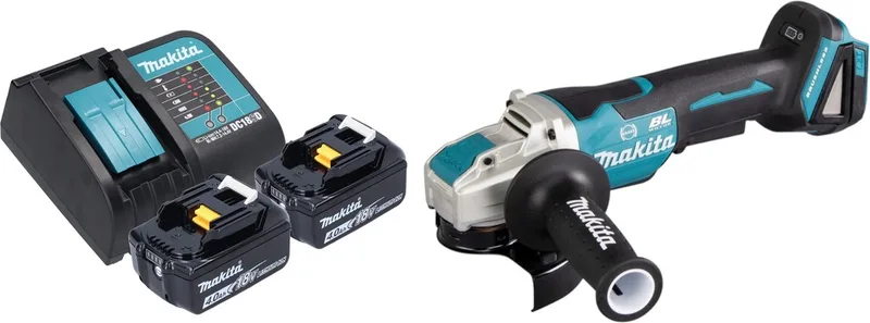 DGA 520 SGX1 accu haakse slijper 18 V 125 mm X-LOCK Brushless + 2x accu 6.0 Ah + lader de Makita – image du produit