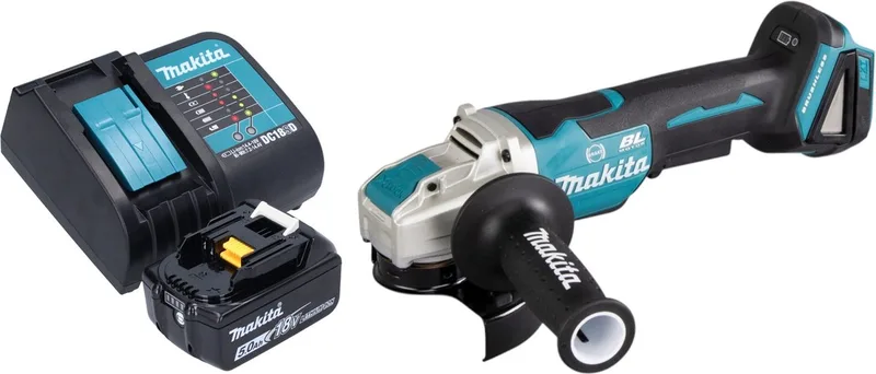 DGA 520 ST1X1 accu haakse slijper 18 V 125 mm X-LOCK Brushless + 1x oplaadbare accu 5.0 Ah + lader de Makita – image du produit
