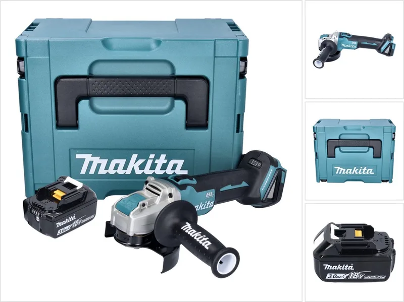 DGA 521 F1X1J accu haakse slijper 18 V 125 mm X-LOCK Brushless + 1x accu 3,0 Ah + Makpac - zonder oplader by Makita – product image