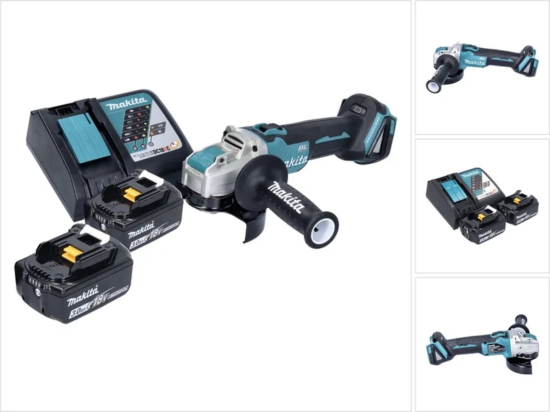 DGA 521 RFX1 accu haakse slijper 18 V 125 mm X-LOCK Brushless + 2x accu 3,0 Ah + oplader von Makita – Produktbild