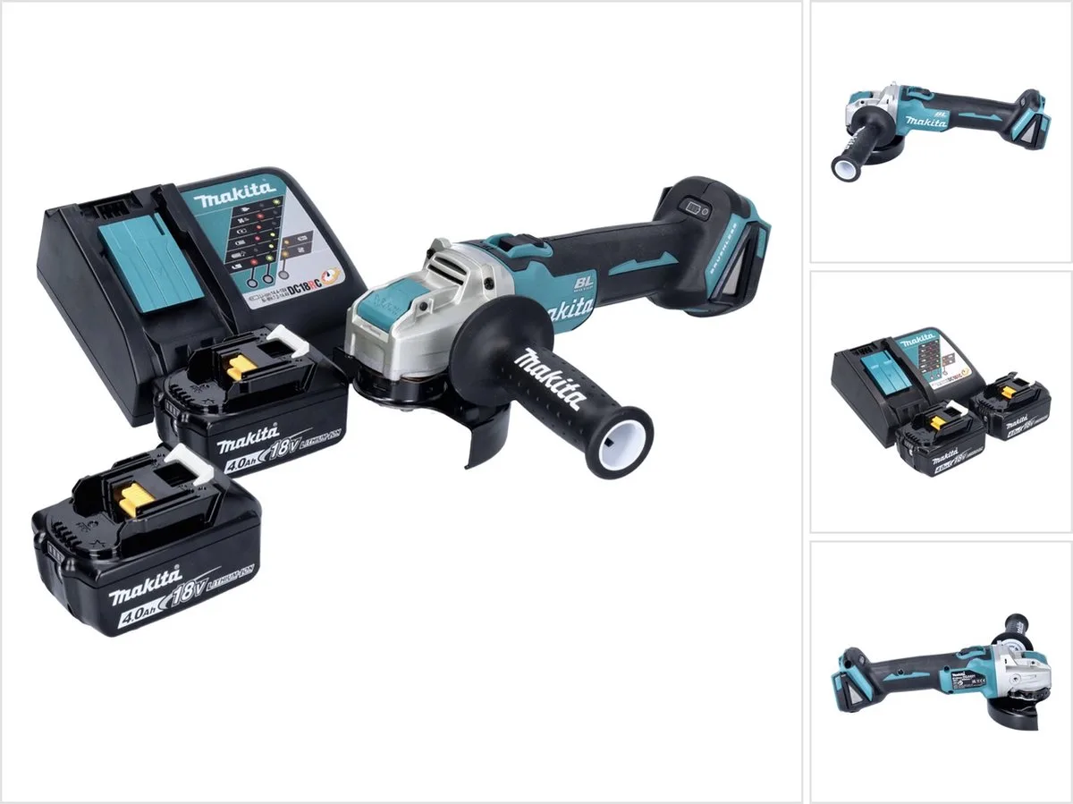 DGA 521 RMX1 accu haakse slijper 18 V 125 mm X-LOCK Brushless + 2x accu 4.0 Ah + lader by Makita – product image