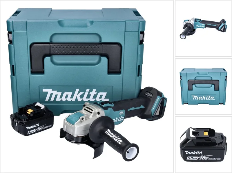 DGA 521 T1X1J accu haakse slijper 18 V 125 mm X-LOCK Brushless + 1x accu 5,0 Ah + Makpac - zonder oplader de Makita – image du produit