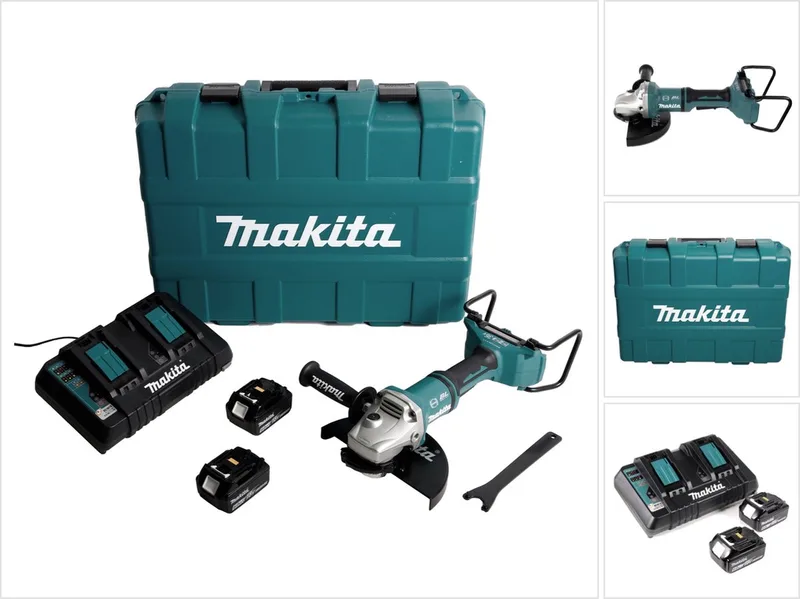DGA 900 PGKX2 accu haakse slijper 36V ( 2x18V ) 230mm borstelloos + 2x accu 6,0Ah + dubbele lader + Ezynut + koffer de Makita – image du produit