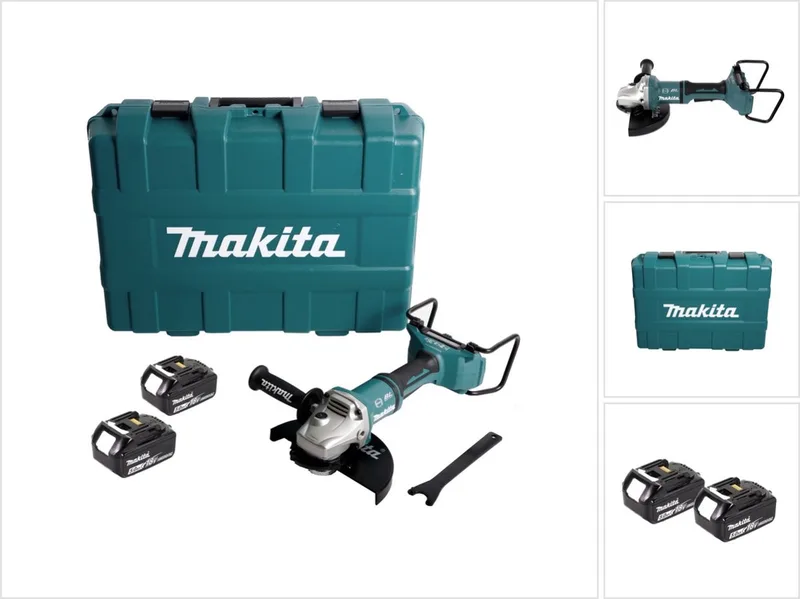DGA 900 TKX2 accu haakse slijper 36V ( 2x18V ) 230mm borstelloos + 2x accu 5,0Ah + Ezynut + koffer - zonder lader från Makita – produktbild