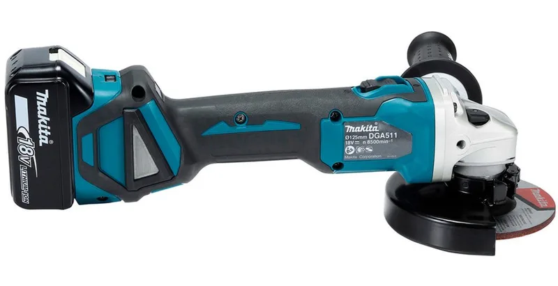 MAKI Akku-Winkelschleifer 18V DGA511RTJ ** 2 x 5,0Ah Akkus + Ladegerät im MAKPAC von Makita – Produktbild 4 von 5