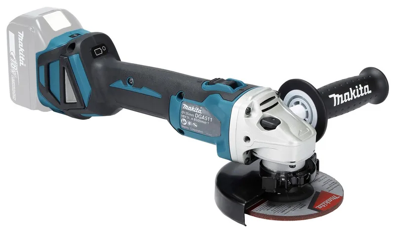 DGA511Z Haakse slijper - 18 V - 125 mm - Losse Body (geleverd zonder accu en lader) van Makita – productafbeelding 2 van 3
