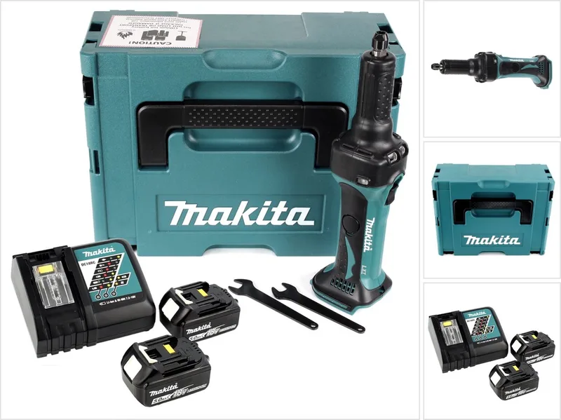 DGD 800 RTJ accu-rechte slijper 18 V + 2x accu 5,0 Ah + oplader + Makpac de Makita – image du produit