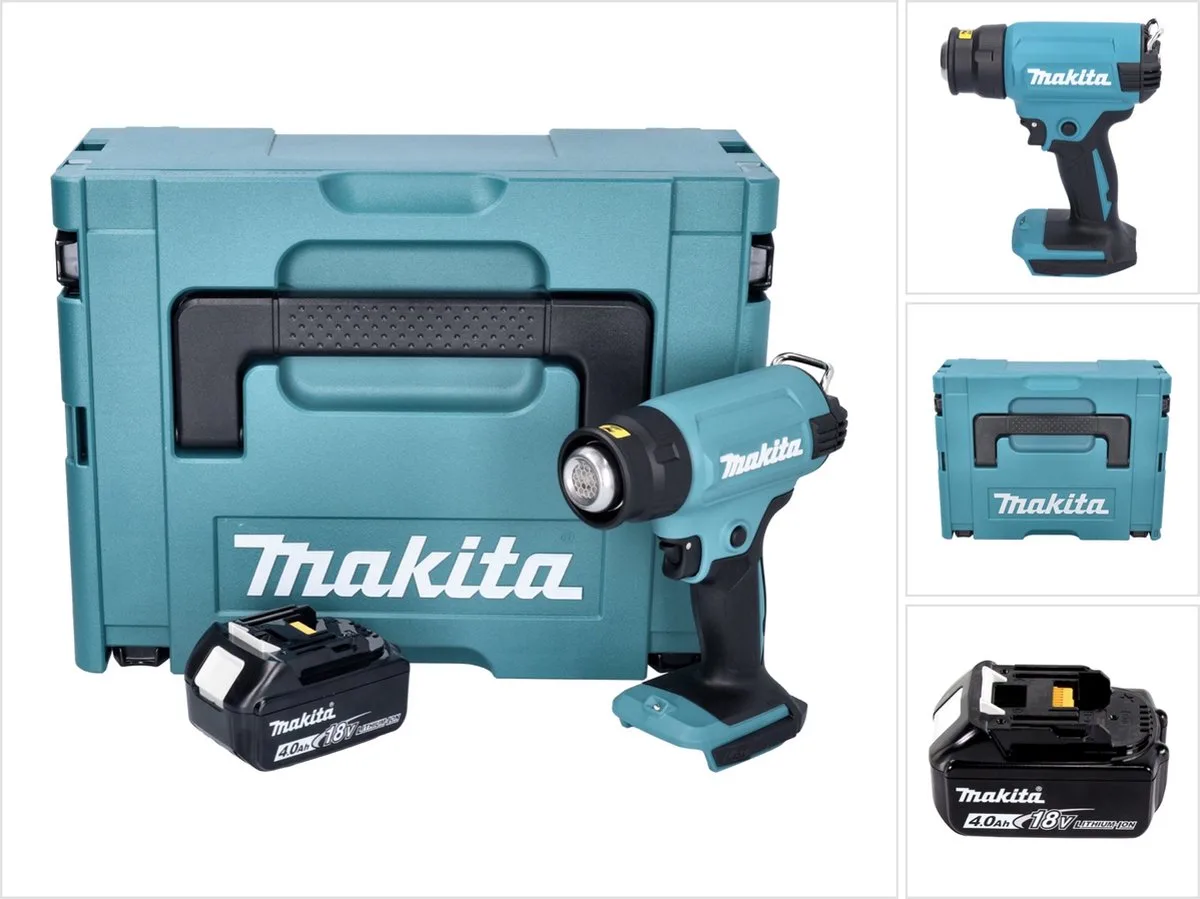 DHG 180 M1J accu heteluchtpistool 18 V 550 °C + 1x accu 4.0 Ah + Makpac - zonder lader fra Makita – produktbillede