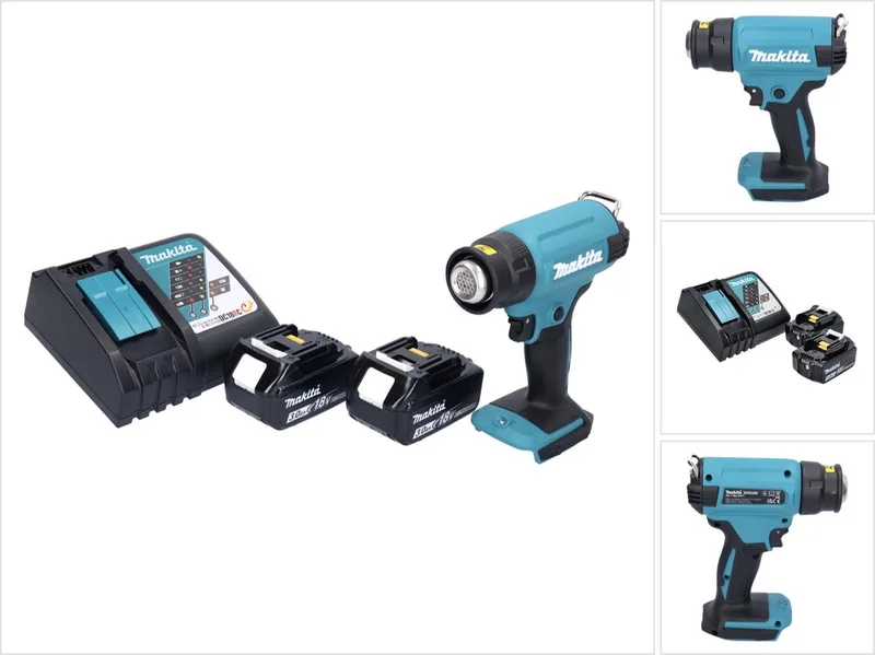 DHG 180 RF accu-heteluchtpistool 18 V 550 °C + 2x accu 3,0 Ah + oplader von Makita – Produktbild