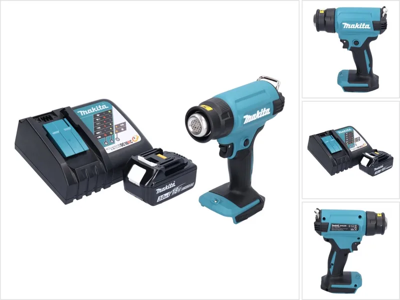 DHG 180 RF1 accu-heteluchtpistool 18 V 550 °C + 1x accu 3,0 Ah + oplader de Makita – image du produit