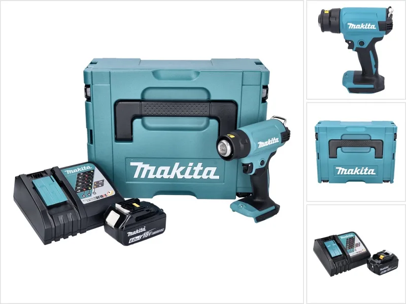 DHG 180 RG1J accu-heteluchtpistool 18 V 550 °C + 1x accu 6,0 Ah + oplader + Makpac von Makita – Produktbild