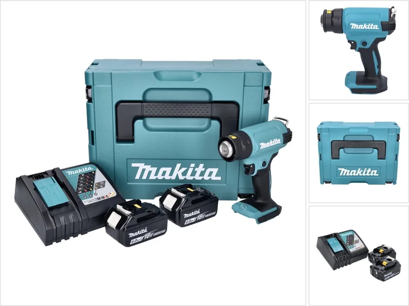 DHG 180 RGJ accu-heteluchtpistool 18 V 550 °C + 2x accu 6,0 Ah + oplader + Makpac de Makita – image du produit
