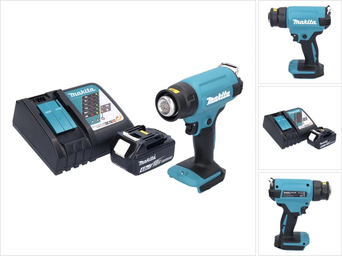 DHG 180 RM1 snoerloos heteluchtpistool 18 V 550 °C + 1x accu 4.0 Ah + lader von Makita – Produktbild