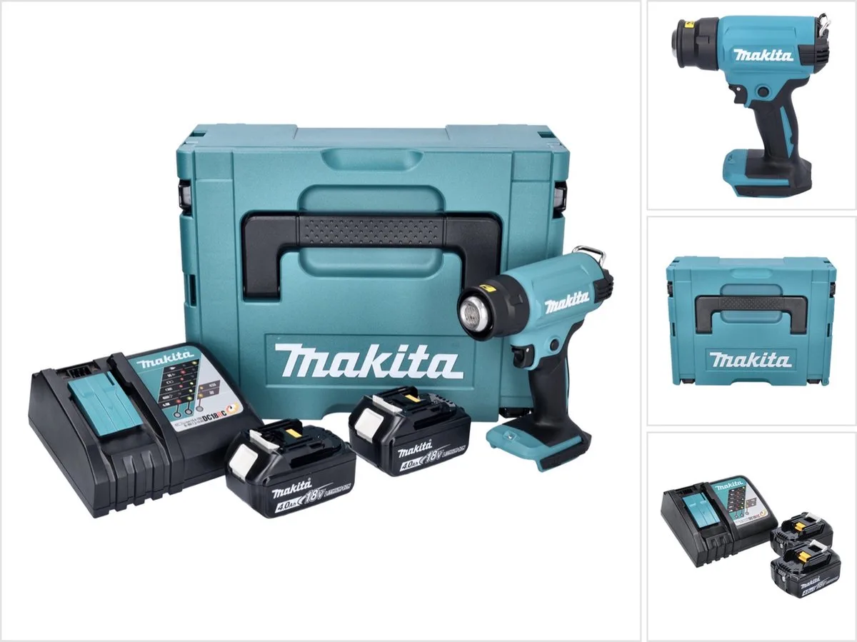 DHG 180 RMJ snoerloos heteluchtpistool 18 V 550 °C + 2x accu 4.0 Ah + lader + Makpac by Makita – product image