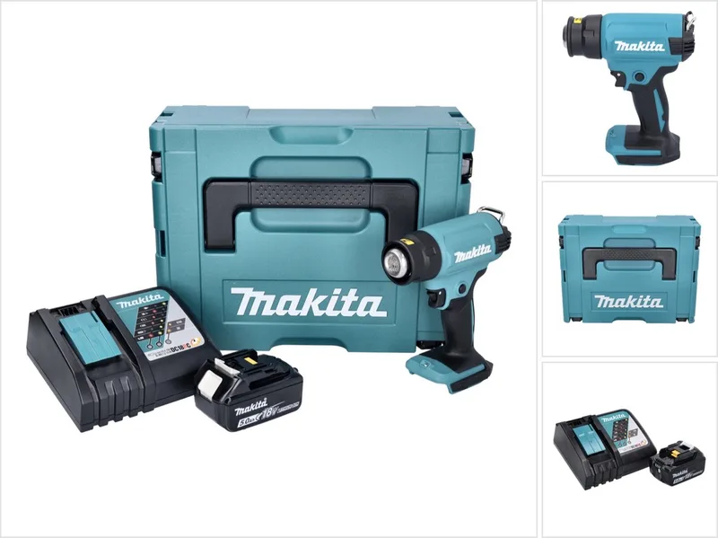 DHG 180 RT1J accu-heteluchtpistool 18 V 550 °C + 1x accu 5,0 Ah + oplader + Makpac von Makita – Produktbild