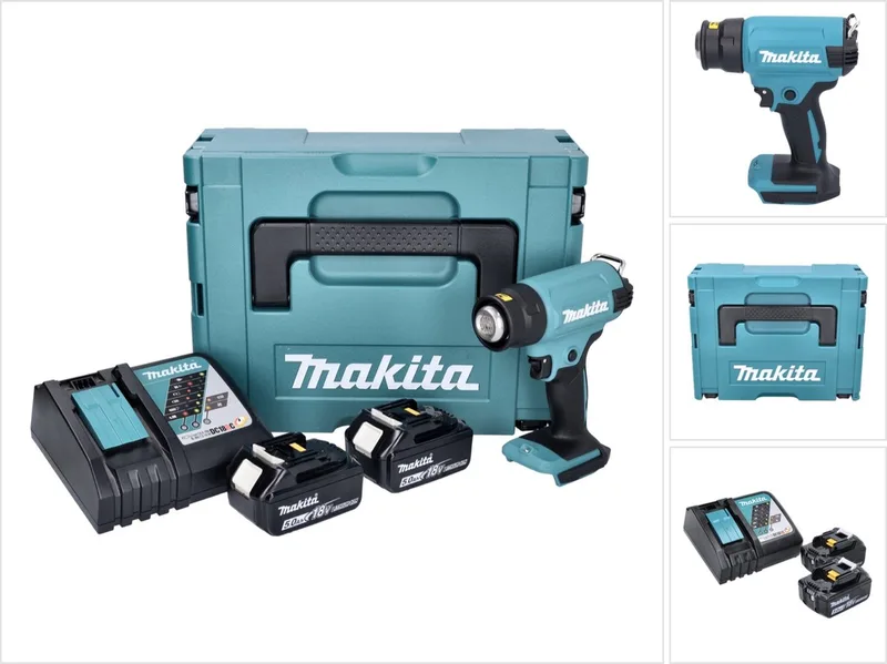 DHG 180 RTJ accu-heteluchtpistool 18 V 550 °C + 2x accu 5,0 Ah + oplader + Makpac de Makita – image du produit
