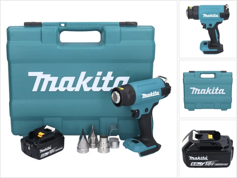 DHG 181 G1K accu-heteluchtpistool 18 V 150 - 550 °C + 1x accu 6,0 Ah + koffer - zonder oplader van Makita – productafbeelding