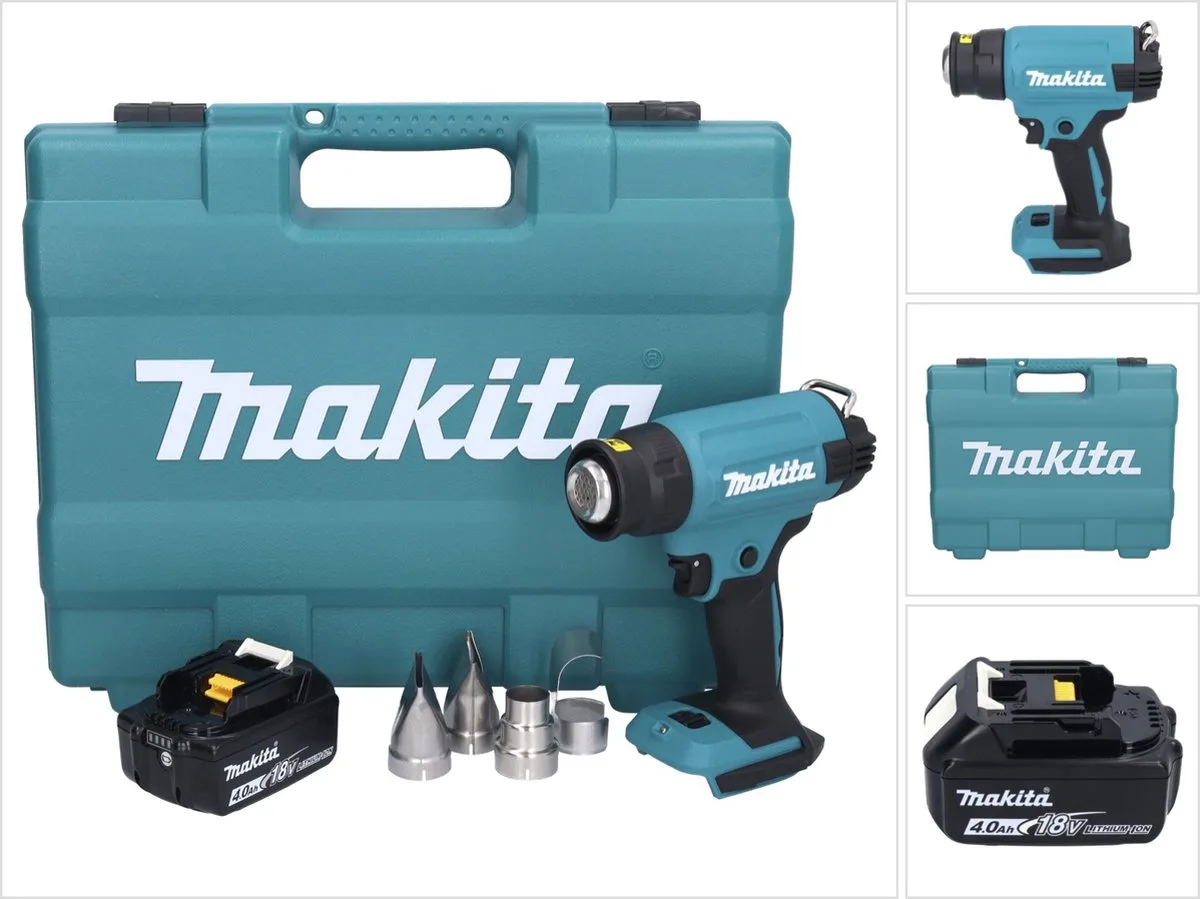 DHG 181 M1K snoerloos heteluchtpistool 18 V 150 - 550°C + 1x accu 4.0 Ah + koffer - zonder lader von Makita – Produktbild