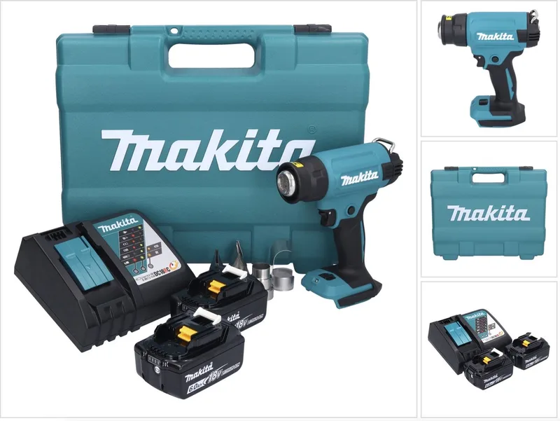 DHG 181 RGK accu-heteluchtpistool 18 V 150 - 550 °C + 2x accu 6,0 Ah + oplader + koffer de Makita – image du produit