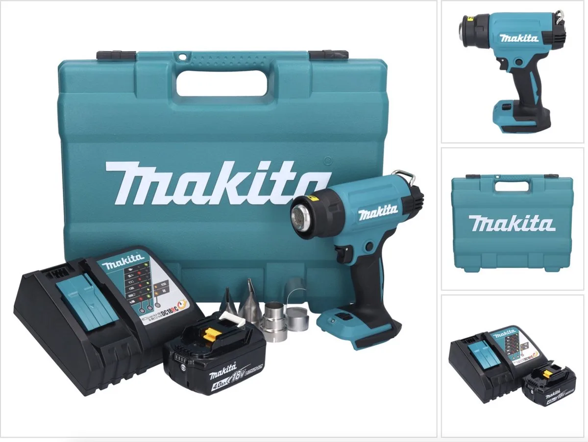 DHG 181 RM1K snoerloos heteluchtpistool 18 V 150 - 550°C + 1x oplaadbare accu 4.0 Ah + lader + koffer van Makita – productafbeelding