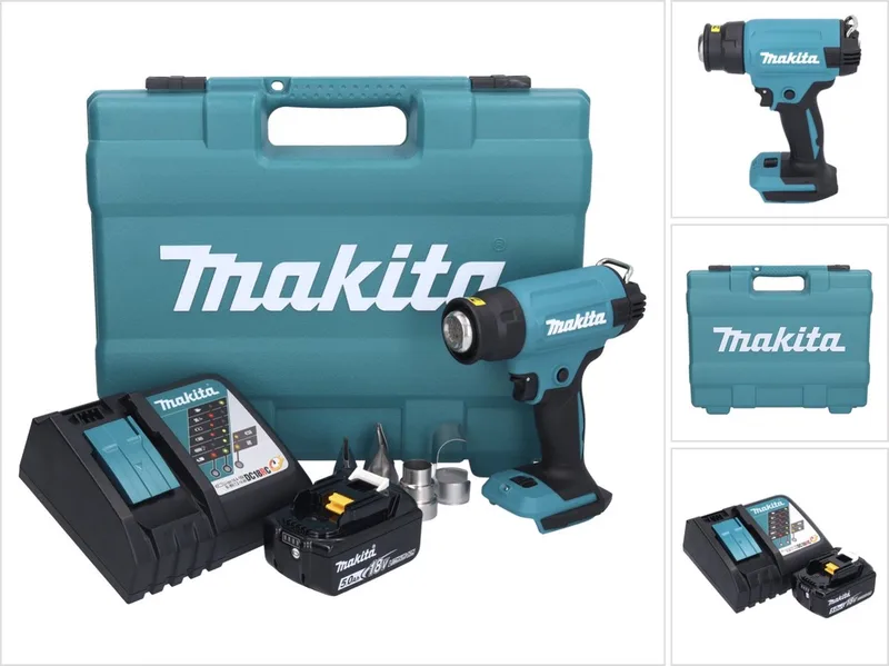 DHG 181 RT1K snoerloos heteluchtpistool 18 V 150 - 550°C + 1x oplaadbare accu 5.0 Ah + lader + koffer de Makita – image du produit