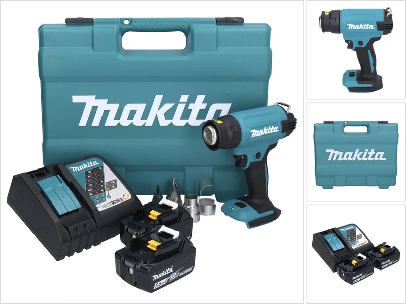 DHG 181 RTK snoerloos heteluchtpistool 18 V 150 - 550°C + 2x accu 5.0 Ah + lader + koffer von Makita – Produktbild