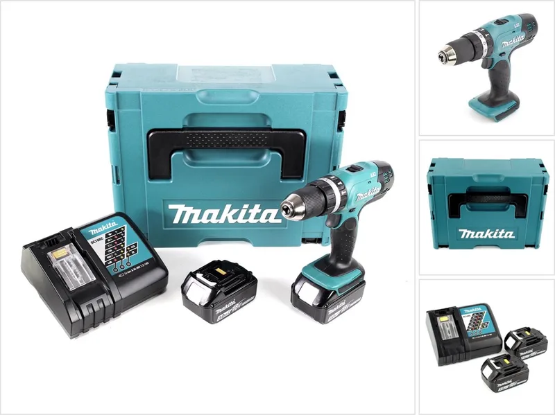 DHP 453 RFJ accu klopboormachine 18V 42Nm + 2x accu 3.0Ah + lader + Makpac by Makita – product image