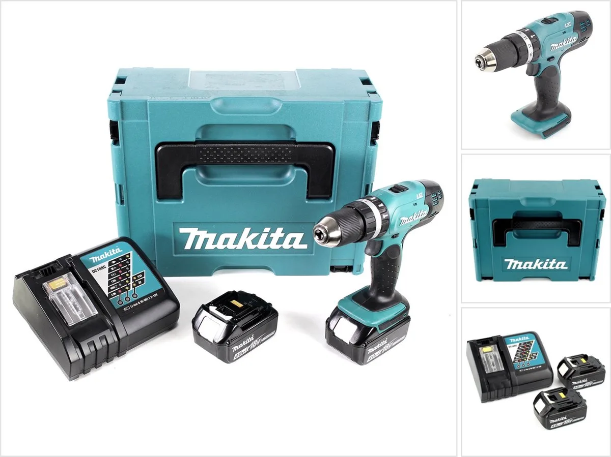 DHP 453 RMJ accu klopboormachine 18V 42Nm in Makpac met 2x 4.0 Ah accu en lader de Makita – image du produit