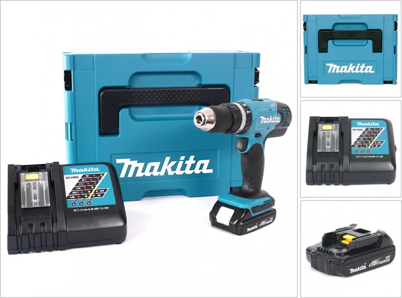 DHP 453 Y1J-D Accu klopboormachine 18V 42Nm in MAKPAC + 1,5 Ah accu + lader von Makita – Produktbild
