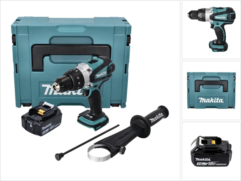 DHP 458 F1J accu-klopboormachine 18 V 91 Nm + 1x accu 3,0 Ah + Makpac - zonder oplader von Makita – Produktbild