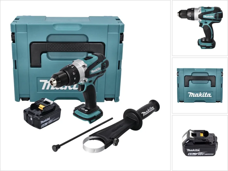 DHP 458 G1J accu-klopboormachine 18 V 91 Nm + 1x accu 6,0 Ah + Makpac - zonder oplader von Makita – Produktbild