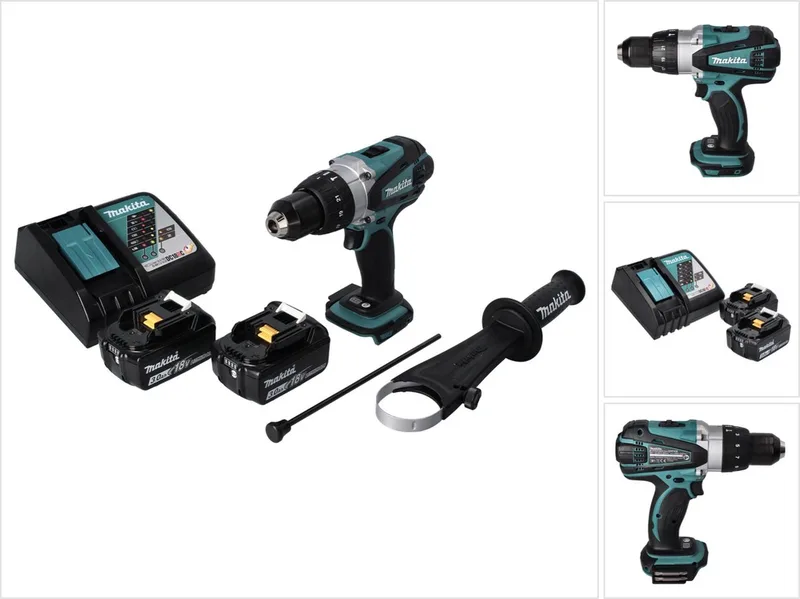 DHP 458 RF accu klopboormachine 18 V 91 Nm + 2x accu 3,0 Ah + oplader de Makita – image du produit