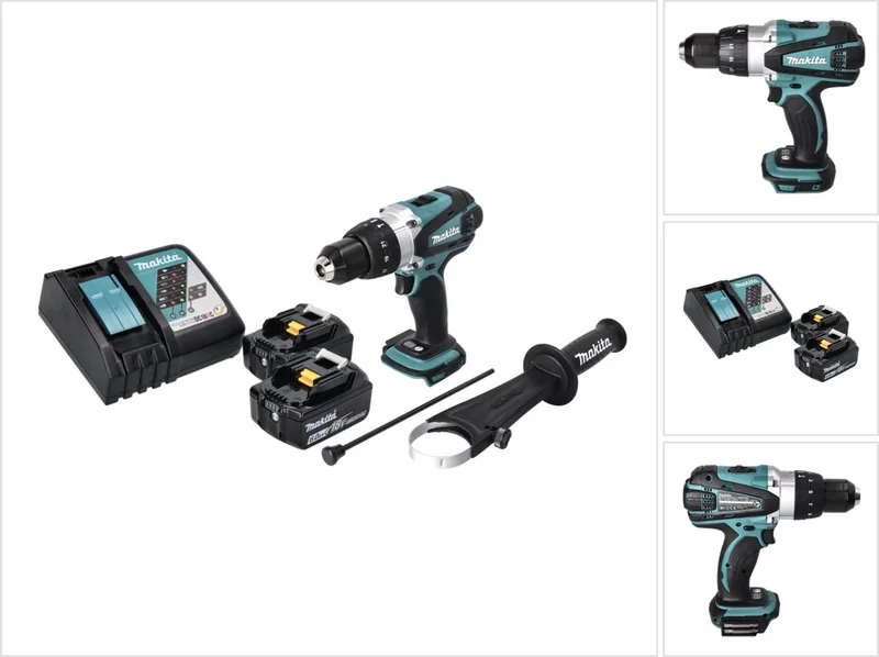 DHP 458 RG accu-klopboormachine 18 V 91 Nm + 2x accu 6,0 Ah + oplader van Makita – productafbeelding